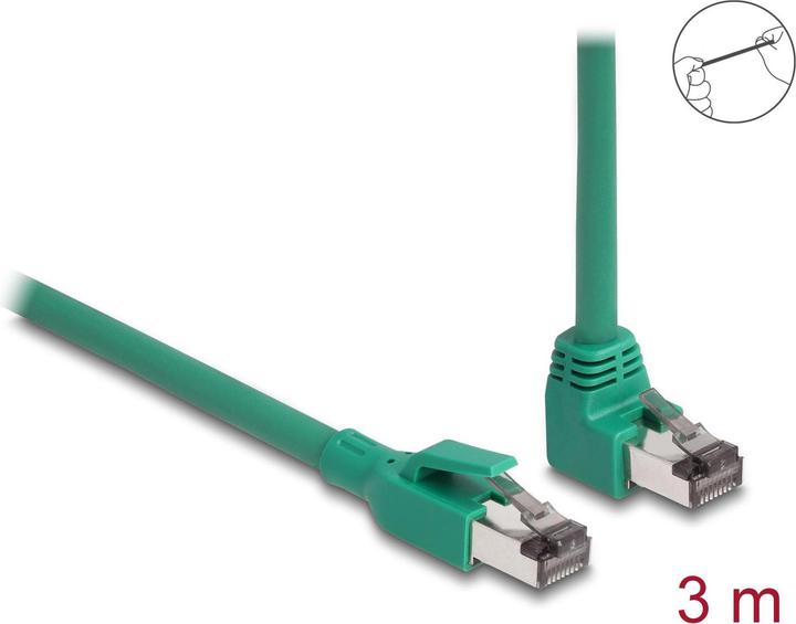 Delock RJ45 Netzwerkkabel PROFINET SF/UTP 90° gewinkelt 3 m grün (SF/UTP, CAT6, 3 m)