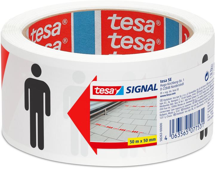 Produktbild tesa Signal Social Distancing Tape, Markierungsklebeband zum Abstand halten (50 mm)