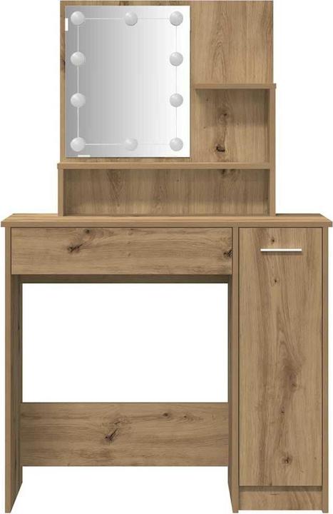 Produktbild VidaXL Schminktisch-Set mit LED-Leuchten Artisan-Eiche Holzwerkstoff (86.5 x 35 x 136 cm)
