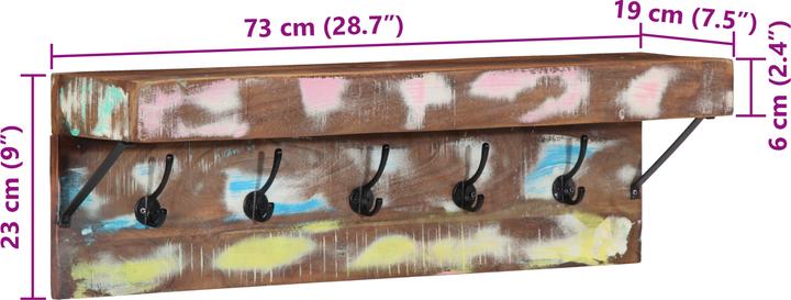 Actual product image VidaXL Coat rack with shelf Wall-mounted made of solid reclaimed wood and metal