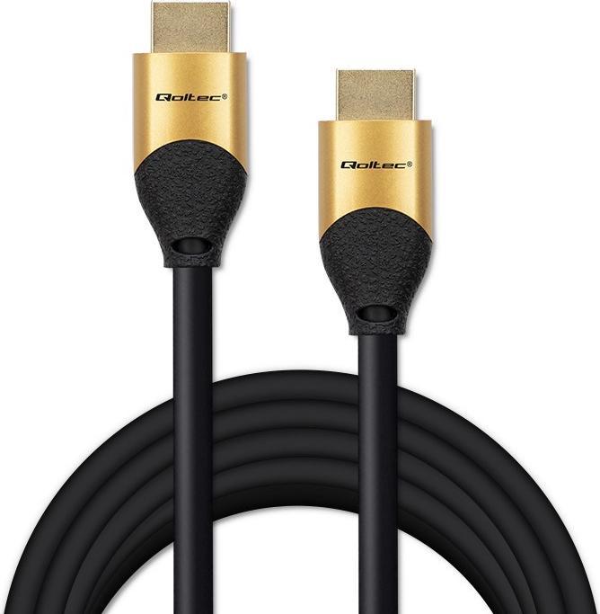 Productafbeelding Qoltec kabel HDMI v2.1 Ultra hoge snelheid 8K | 60Hz | 26AWG | GOUD | 5m (5 m, HDMI)