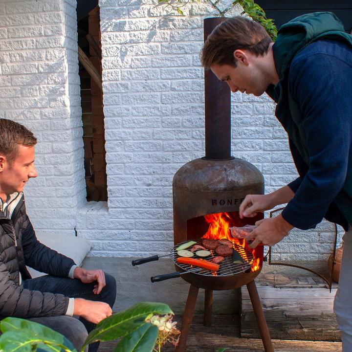 Actual product image Bonfeu BonBono Roest Tuinhaard - L 45 x W 45 x H 165 cm - Staal - bruin - Tuinhaard - Terrasverwarming - Te
