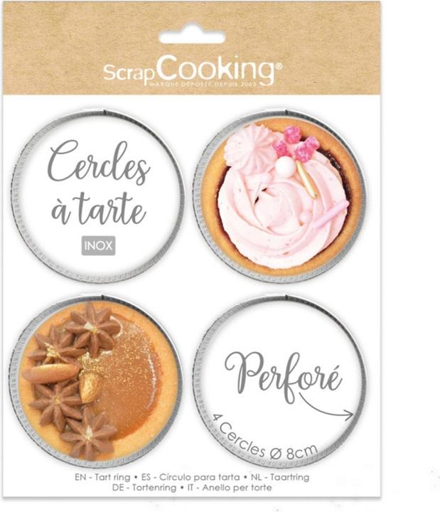 Immagine prodotto ScrapCooking Set di 4 anelli per torte perforati rotondi da 8cm (8 cm)