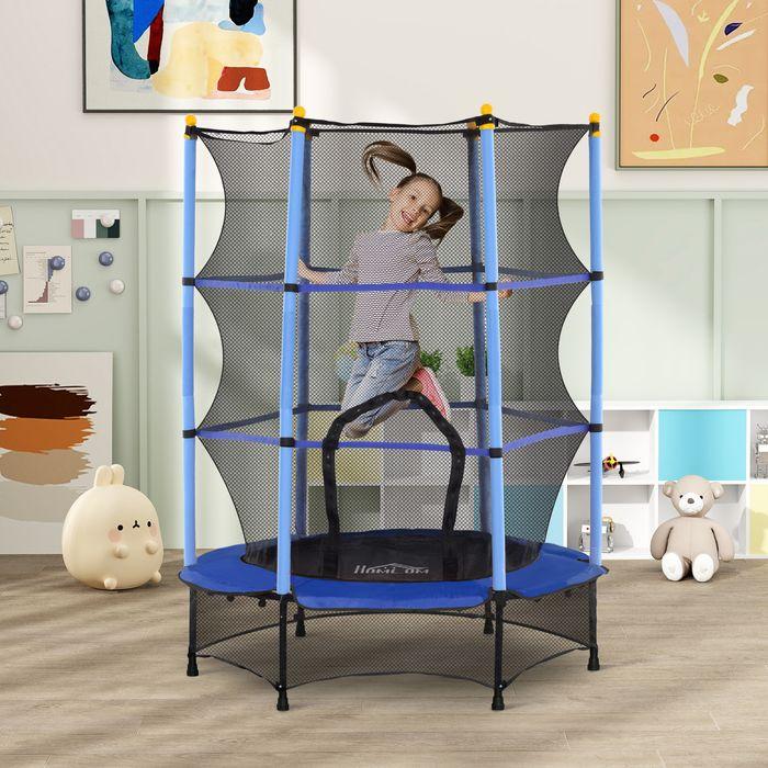 Actual product image Swisshandel24 Kinder Trampolin Ø140 cm, Trampolin für Kinder 3-10 Jahre, Gartentrampolin, blau (140 cm)