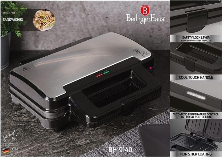 Actual product image BerlingerHaus ELECTRIC. 900 W Toaster SANDWICHER FACTORY BH-9140