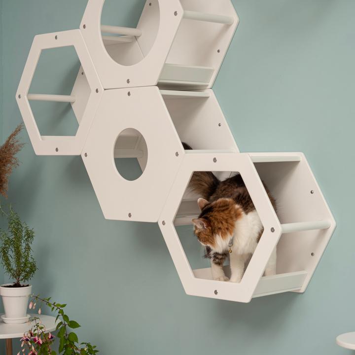 Actual product image Wowhelperco Climbing wall for cats 8-piece (White)