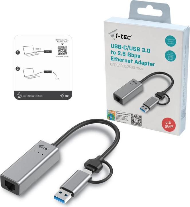 Productafbeelding i-tec USB-C Ethernet adapter (USB-C 3.1 Gen 1, RJ45 2.5 Gigabit Ethernet (1x))