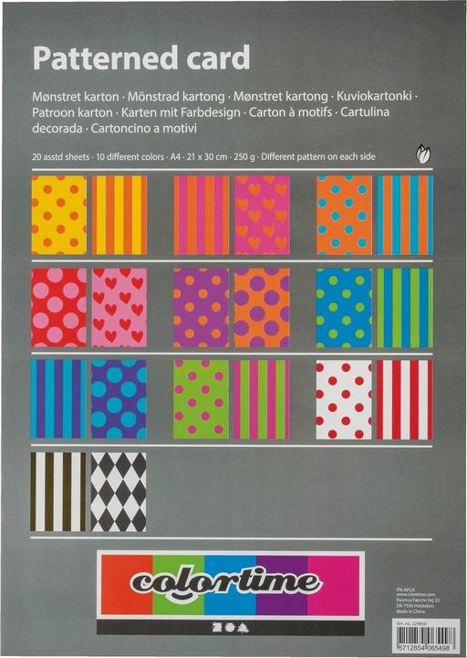 Produktbild Creativ Company Bedrukt Karton Kleur A4, 20 Vellen (250 g/m², 20 x)