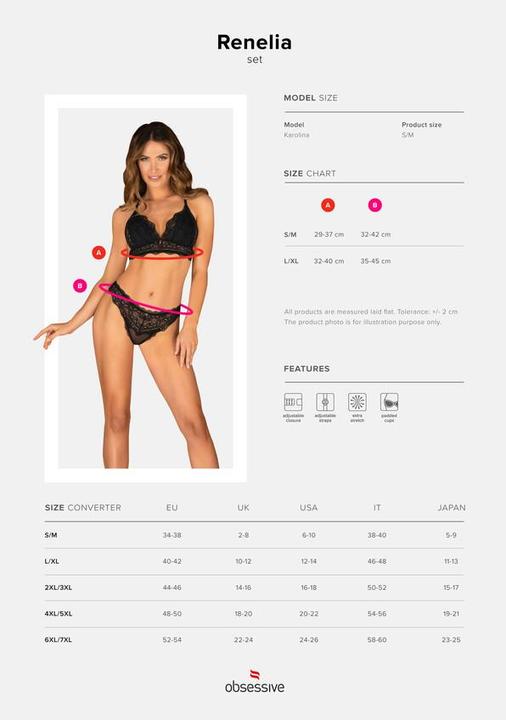 Image du produit Obsessive Renelia Ensemble 2 pièces en dentelle avec soutien-gorge - Noir (L)