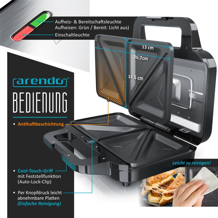 Actual product image Arendo 3-in-1 sandwich maker