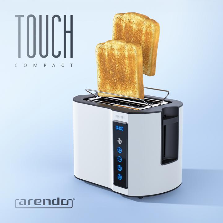 Actual product image Arendo Toaster stainless steel 2 slices short slot, touch panel, bread roll attachment, display with