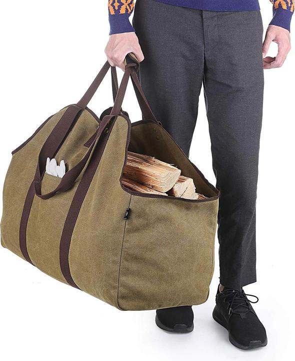 Bonthee Brennholztasche aus Segeltuch (60 x 30 x 50 cm)
