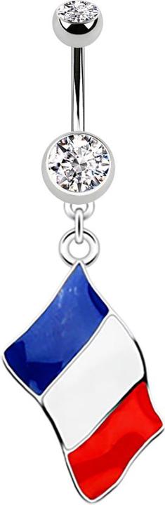 Produktbild Star Piercing Banane silber mit Anhänger Flagge Frankreich (Chirurgenstahl 316L)