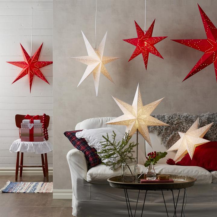 Image du produit Star Trading Étoiles en papier à suspendre | Fenêtre poinsettia | Étoile en papier illuminée | Poins