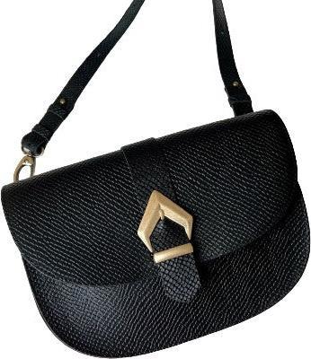 Image du produit Only-Bags.Store Sac crossbody en cuir noir, porte-monnaie noir, sac à bandoulière, cuir pleine fleur