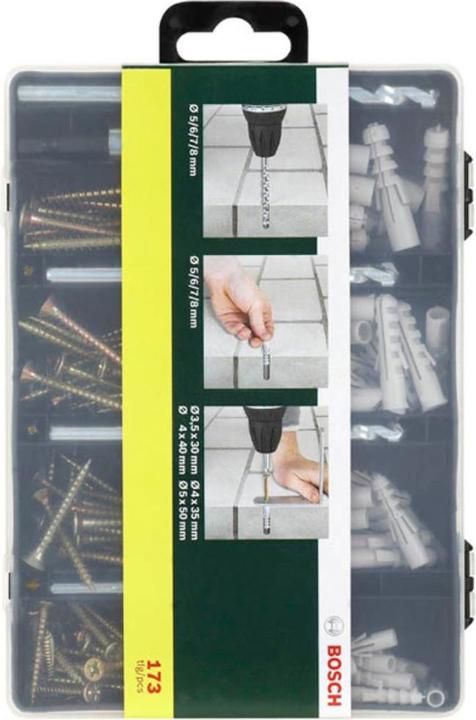 Produktbild Bosch Zubehör Fixier-Set 173-teilig, Bohrer, Dübel, Schrauben, Bits in handlicher Sortierbox. (5, 6, 7, 8 mm)