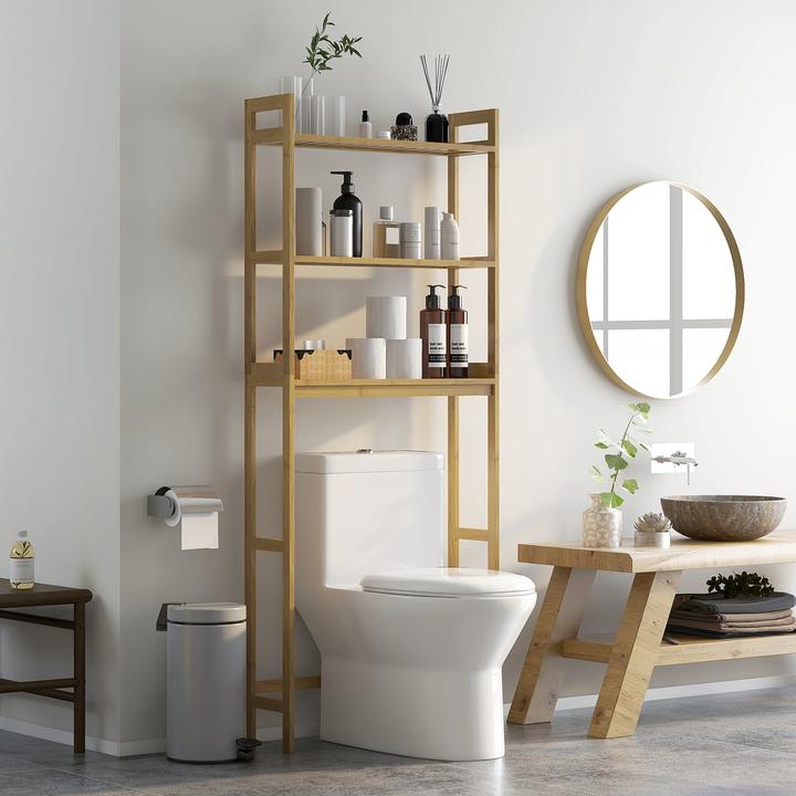 Image du produit Kleankin Étagère de salle de bain à 3 niveaux (68 x 20 x 165 cm)