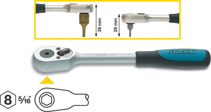 Image du produit HAZET Cliquet réversible pour embouts-tournevis (bits) 2264-1 ∙ Hexagone creux 8 mm (5/16 pouce) (5/16")