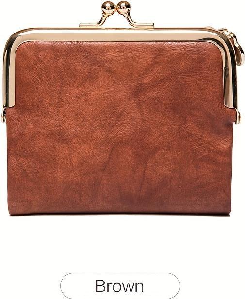 Produktbild Only-Bags.Store Solide Farbe vielseitige kurze Brieftasche, Vintage Clutch Coin Purse Credit Card Holder mit