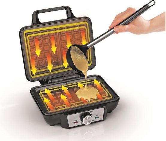 Actual product image Gourmetmaxx Waffeleisen Schwarz/Silber, Leistung: 1000 W, Anzahl pro