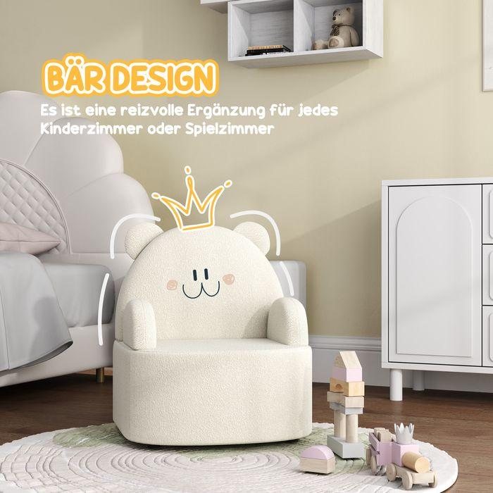 Image du produit Swisshandel24 Fauteuil enfant, canapé enfant, teddy fleece, forme ours, 1,5-3 ans, beige (Fauteuil pour enfants)