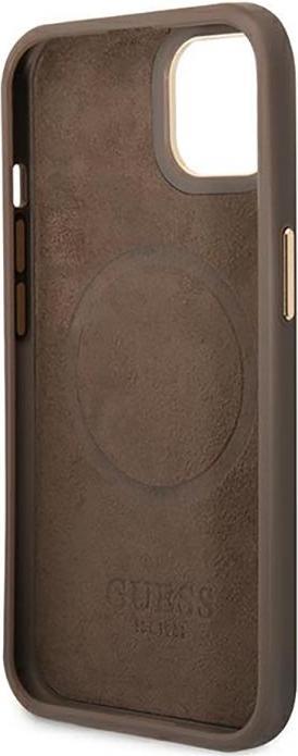 Productafbeelding Guess GUHMP14SU4GPRW iPhone 14 6,1" brązowy/bruin hard case 4G Logoplaat MagSafe (Apple iPhone 14)