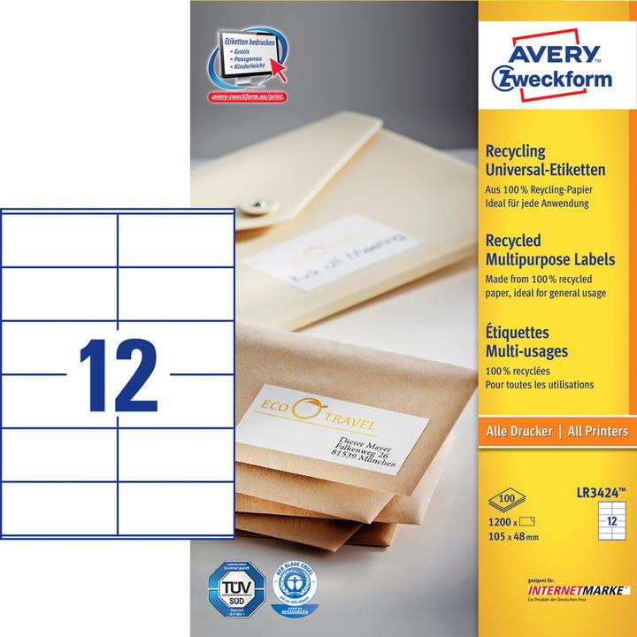 Actual product image Avery Recycling Universal labels