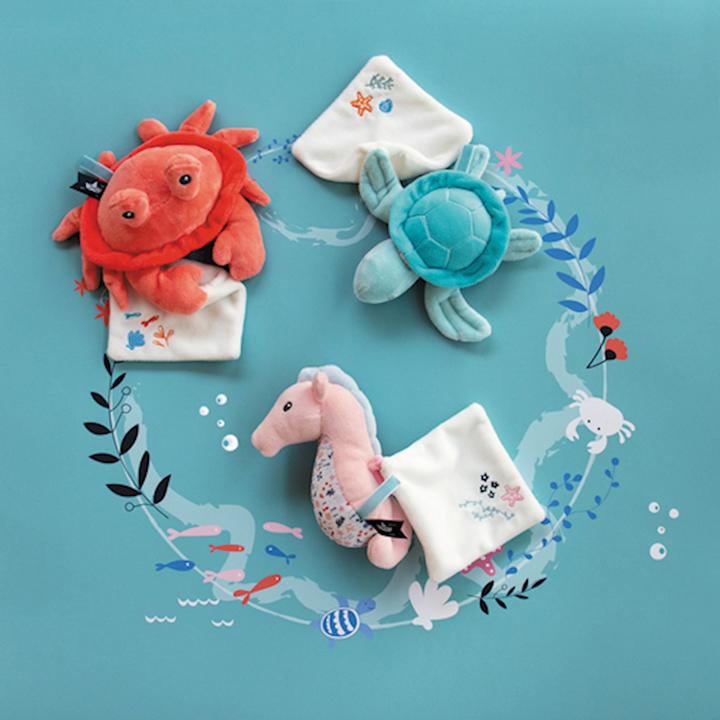 Immagine prodotto Doudou et Compagnie Cavalluccio marino con panno per le coccole, rosa 17cm (MQ2) **