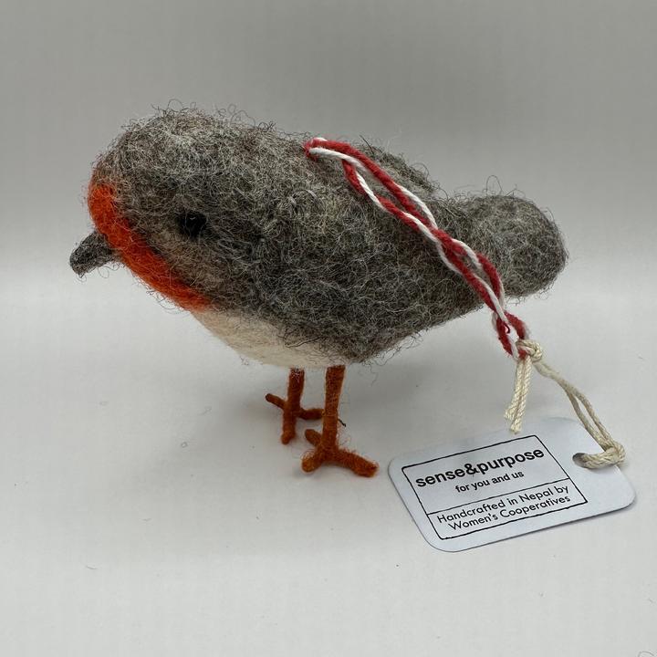 Immagine prodotto sense&purpose Uccello animale in feltro grigio rosso (11 x 8 cm)