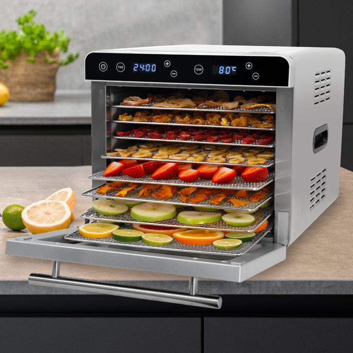 Produktbild KLAMER Premium Dörrautomat XL 700W, 8 extra grosse Einlegefächer aus Edelstahl