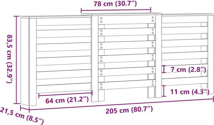 Immagine prodotto VidaXL Rivestimento del radiatore 205 x 21,5 x 83,5 cm