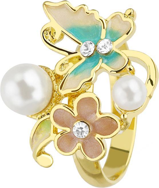 Actual product image Star Piercing Gold-plated butterfly ring with pearls (57)