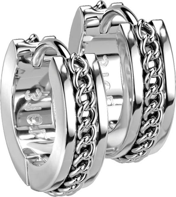 Produktbild Star Piercing Ohrring zum Klappen silber mittig mit Kette (ohne Messing, Chirurgenstahl 316L)