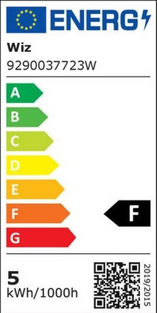 Energielabel WiZ Afstembaar wit en gekleurd glas (GU10, 4.70 W, 345 lm, 1 x, F)