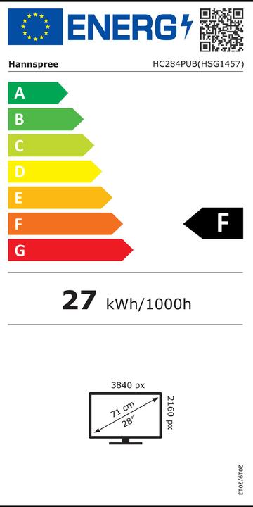 Etichetta energetica Hannspree HC284PUB HDMI+DP+USB (3840 x 2160 pixel, 28")