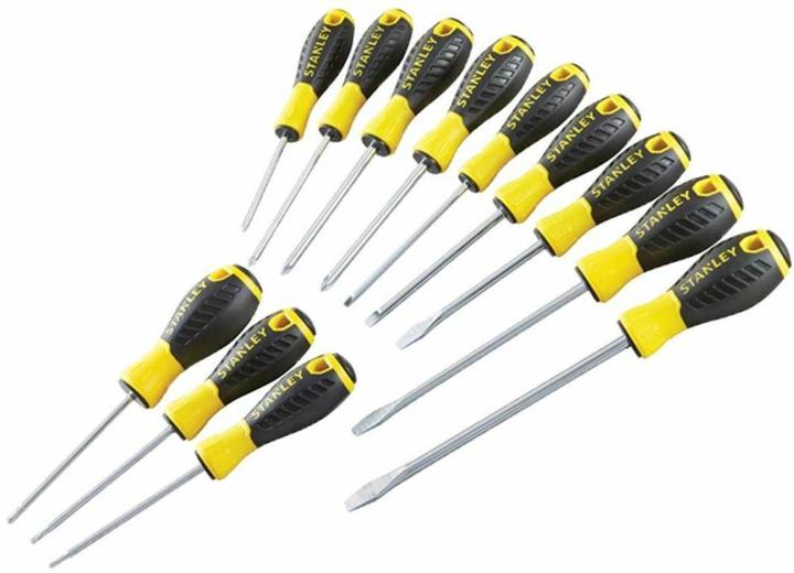 Actual product image Stanley Tools STA060212 PH/SL/PZ/TX Standard Screwdrivers - Yellow/Black (Set of 12)