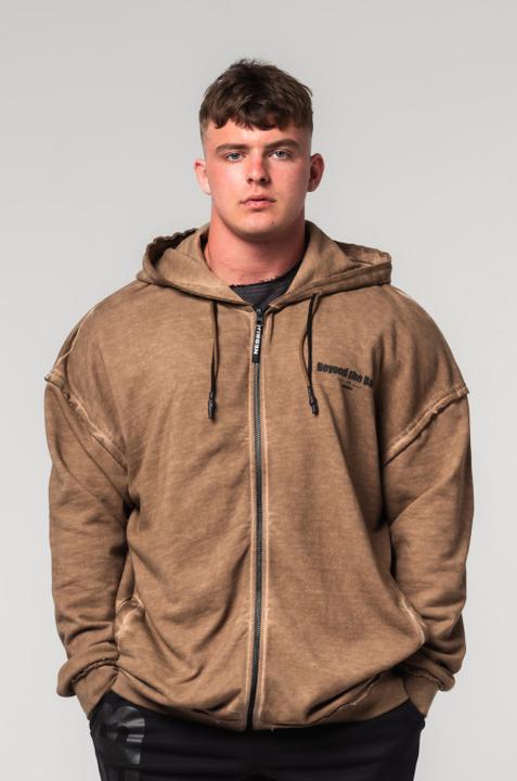 Image du produit Nebbia Washed-off Hoodie mit Reissverschluss Gym Bro 362 - light brown (XXL)