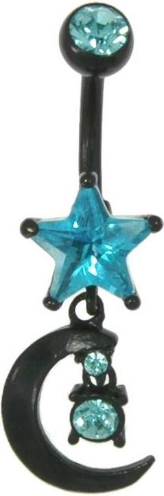 Bijouteria Bauchpiercing (Chirurgenstahl 316L, Kristall, PVD Beschichtung (schwarz))
