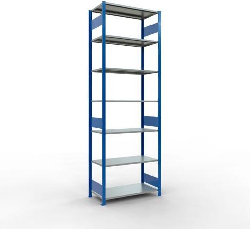 Sistema di scaffalature di base senza viti MULTIplus150 con ripiani di lunghezza
