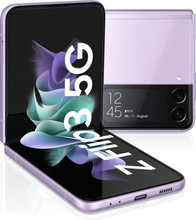 Actual product image Samsung Galaxy Z Flip3 5G EU (128 GB, Lavender, 6.70", SIM + eSIM, 12 Mpx, 5G)