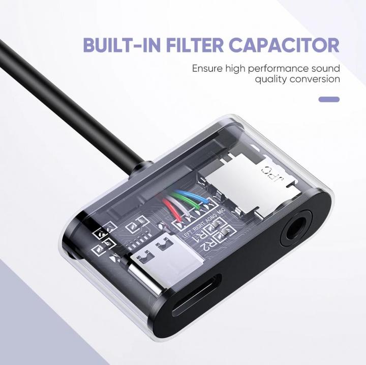 Actual product image Ugreen USB-C to 3.5mm Audio + USB-C Jack Adapter (USB Type C, 3.5mm socket, USB Type C)