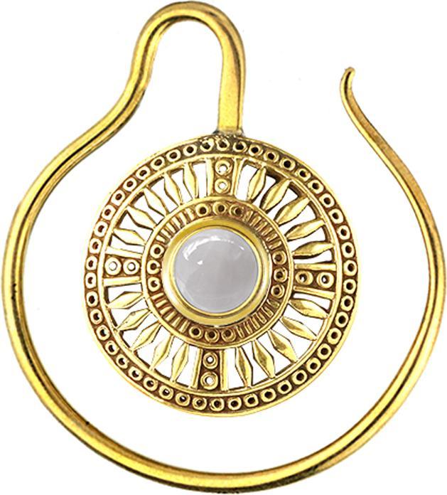 Produktbild Star Piercing Ohrgewicht Ring vergoldet Medallion mit Botswana Achat Stein (Messing, Mineralisch)