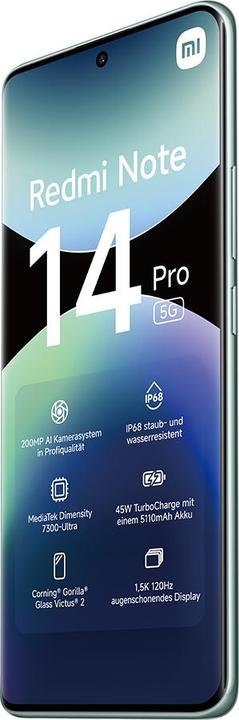 Actual product image Xiaomi Redmi Note 14 Pro 5G (512 GB, Coral Green, 6.67", Dual SIM, 200 Mpx, 5G)