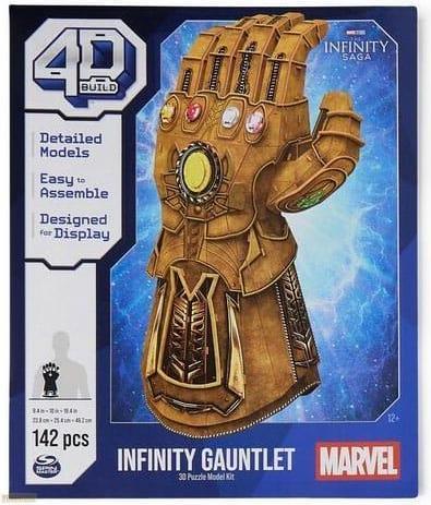 Produktbild Spin Master 4D Build, Marvel, Infinity-Handschuh 3D-Modellpuzzle-Set mit Ständer, 142 Teile | Thanos-Tischdekora (142 Teile)