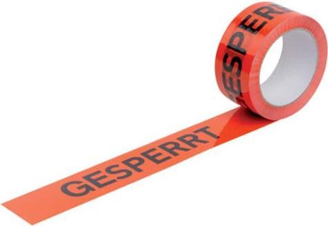 Produktbild Wihedü Warndruckband 50mmx66m orange/schwarz (50 mm)
