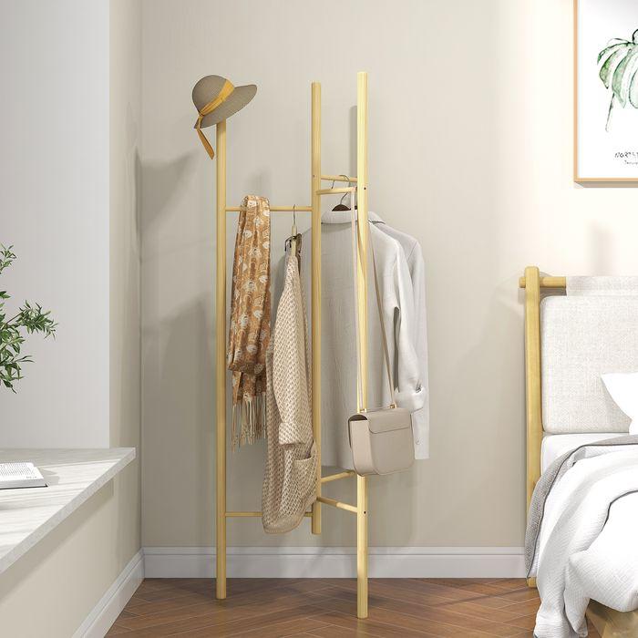 Actual product image Swisshandel24 Clothes rack, space-saving, 5 kg load, 62x52.5x160cm, nature
