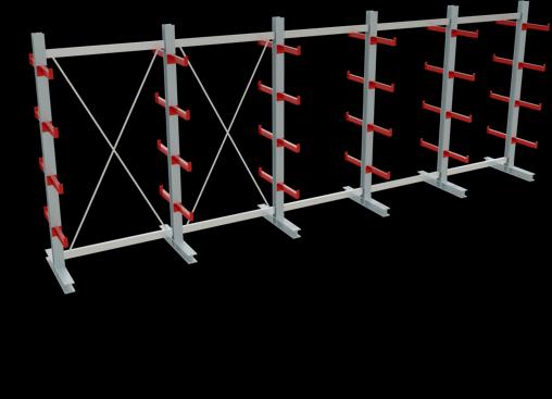 Produktbild Schulte Lagertechnik K 3000 Kragarm-Komplettregal 6 Ständer - 2-seitig