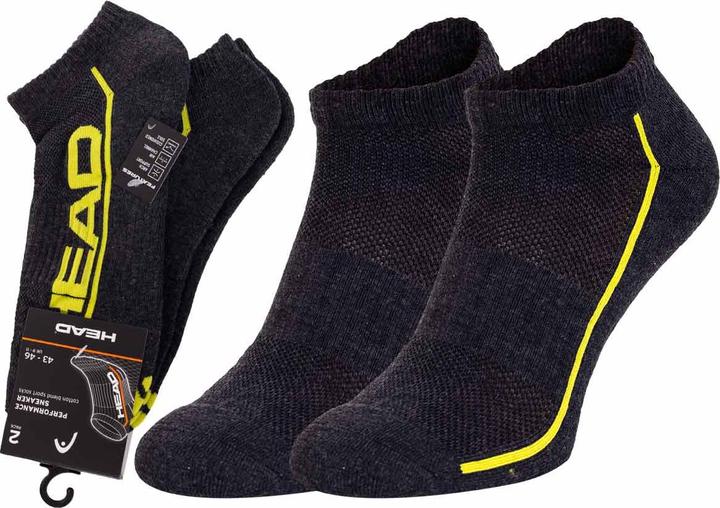 Image du produit Head Chaussettes de Baskets Hommes Performance Femmes Chaussettes 8P (Dark Grey/Lime, 39-42) (39 - 42)