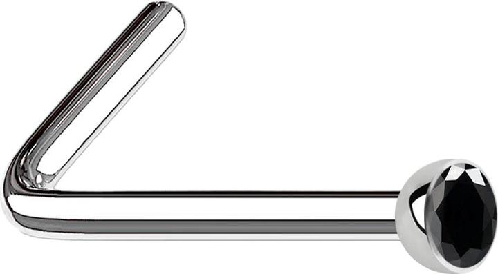 Produktbild Star Piercing Nasenstecker gewinkelt silber mit Kristall schwarz (ohne Messing, Chirurgenstahl 316L)