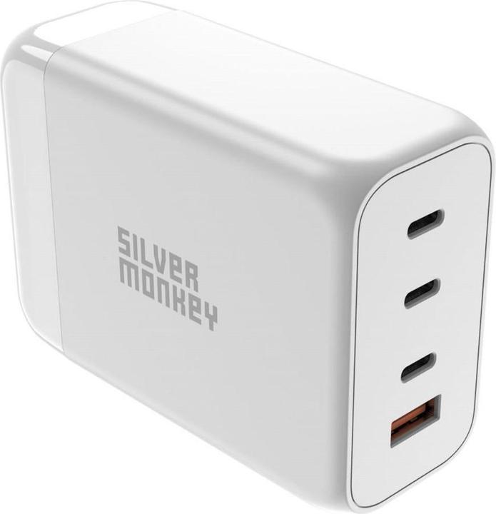 Actual product image Silver Monkey SMA156 200W GaN charger 3x USB-C PD USB-A QC 3.0 with detachable power cable - white (200 W)
